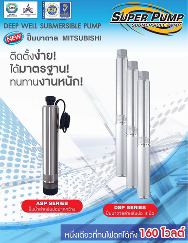 รูปตัวอย่าง **ปั๊มน้ำบาดาล มิตซูบิชิ Mitsubishi รุ่น 4DSP-1105S50/8